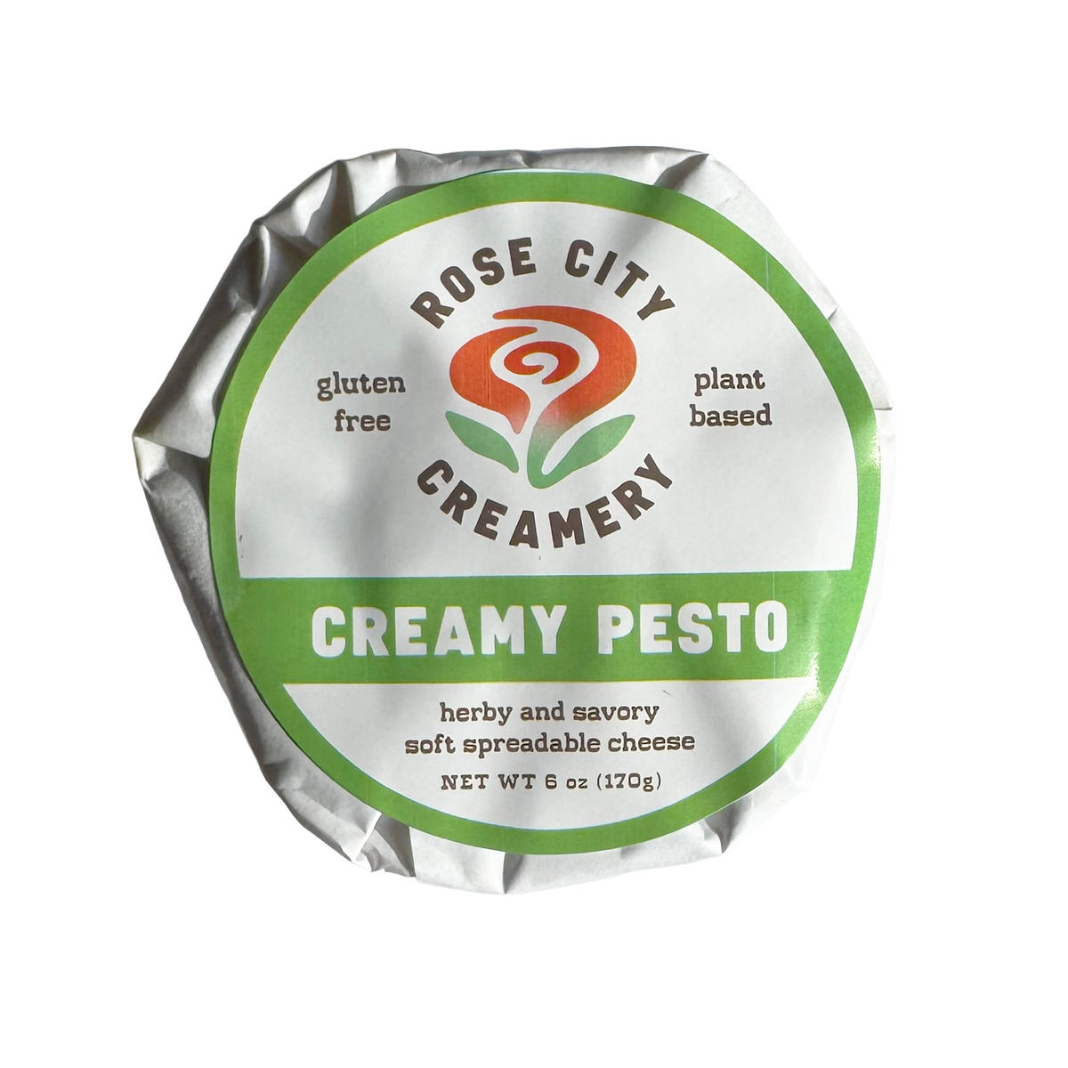 Rose City Creamery - Pesto Chevre - Plant Based Artisan Cheese