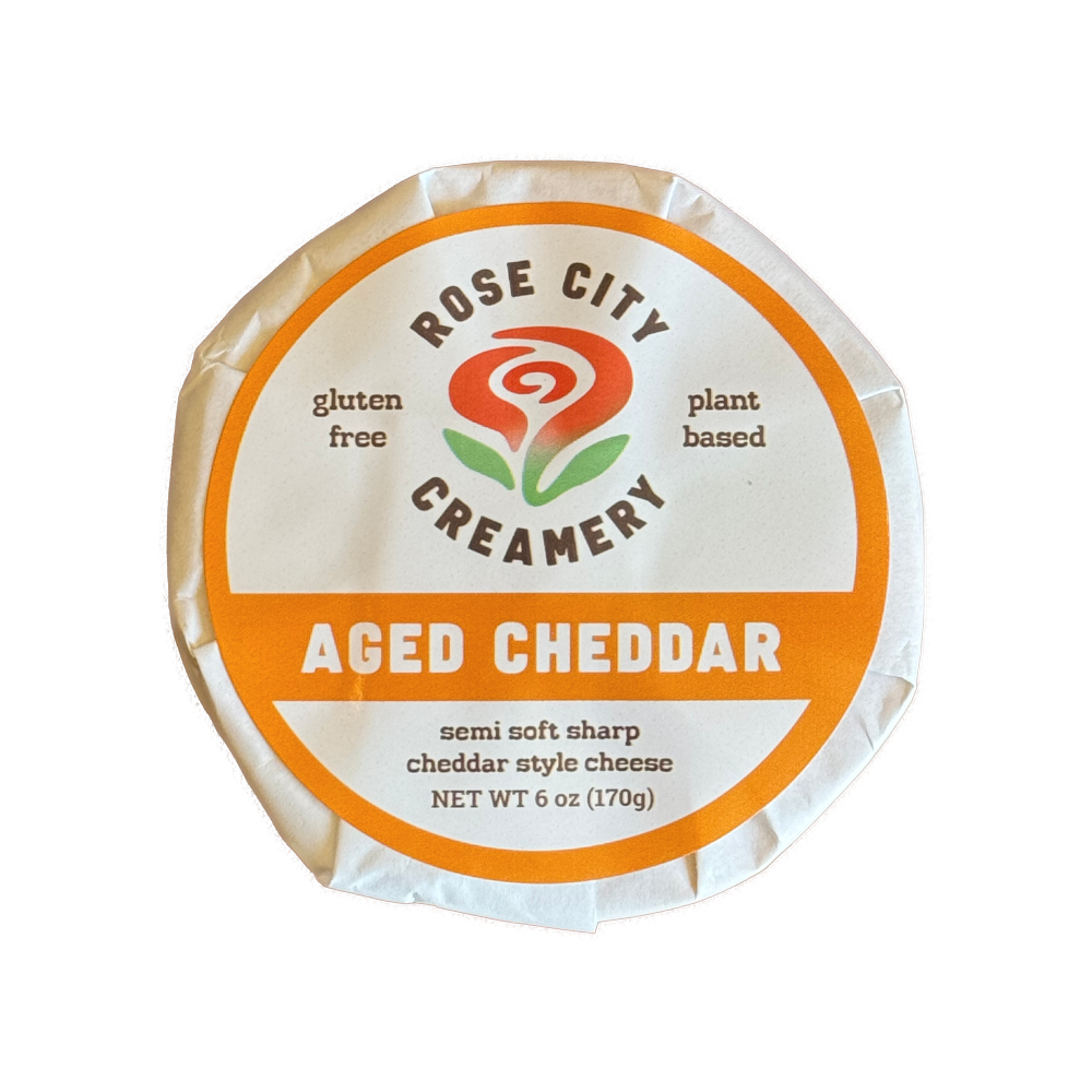 Rose City Creamery - Aged Cheddar - Plant Based Artisan Cheese