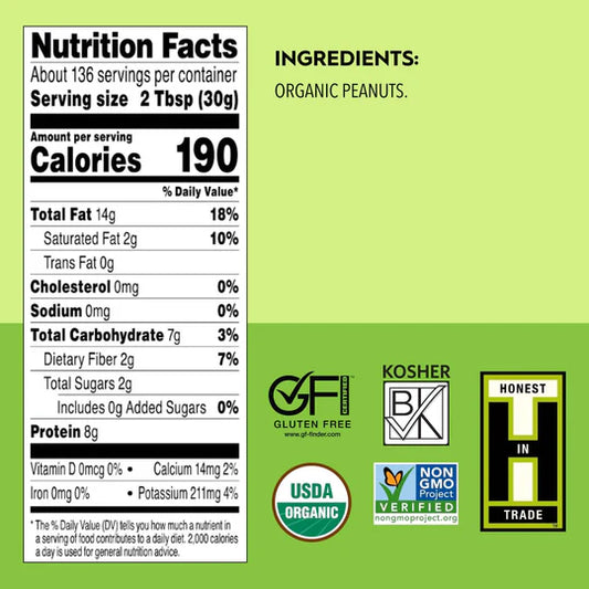 Once Again - Organic Unsweetened Creamy Peanut Butter - No Salt Added
