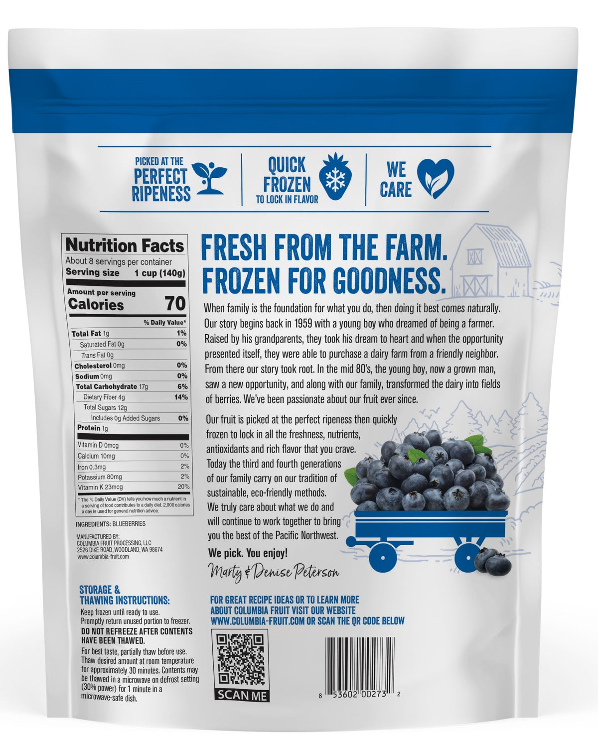 Columbia Fruit Frozen Blueberries