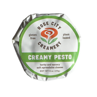 Rose City Creamery - Pesto Chevre - Plant Based Artisan Cheese