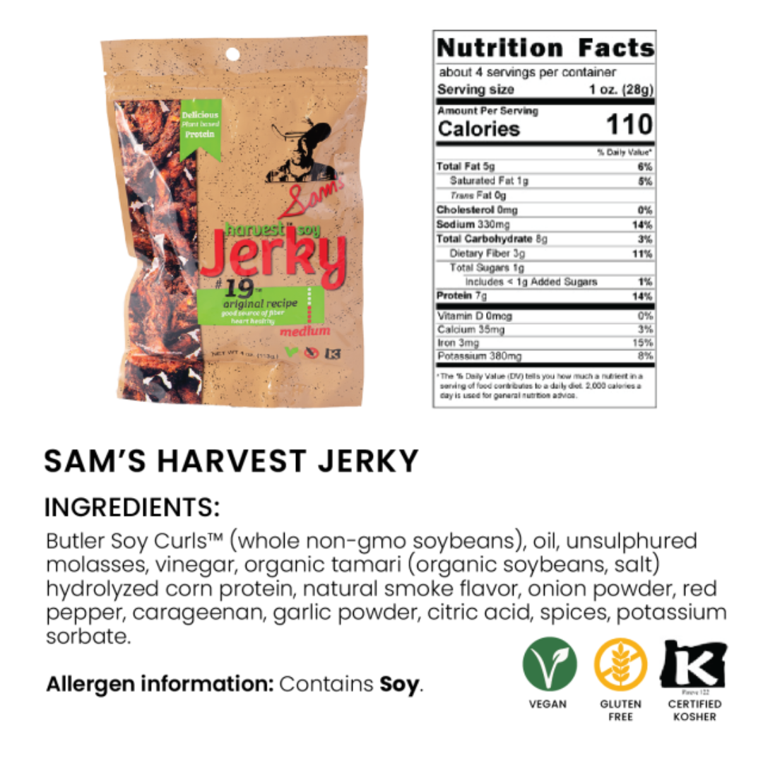 Sam's Harvest Jerky - Plant-Based & Gluten Free