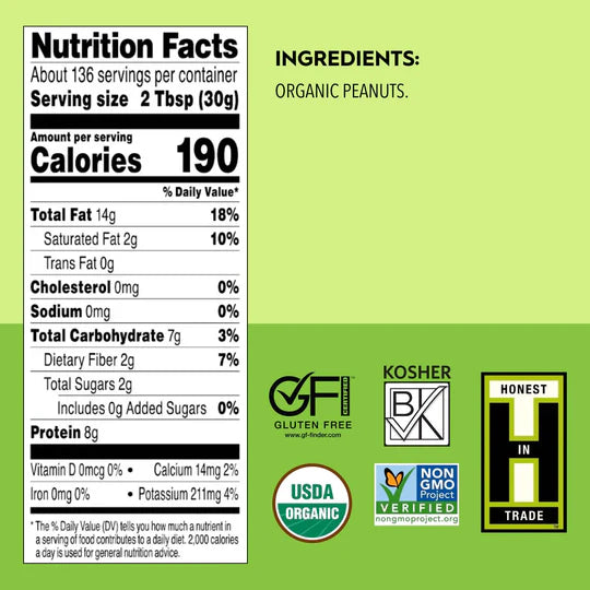 Once Again - Organic Unsweetened Creamy Peanut Butter - No Salt Added