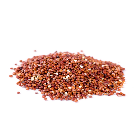 Pile of red quinoa seeds